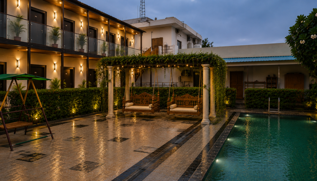 resort with pool in manesar